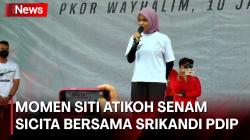 Begini Momen Siti Atikoh Senam Sicita Bersama Srikandi PDIP di Bandar Lampung