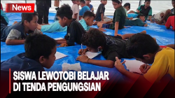 Gunung Lewotobi Erupsi, Siswa Terpaksa Belajar di Tenda Pengungsian