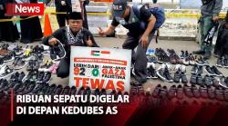 Aksi Solidaritas terhadap 9.280 Anak yang Meninggal di Gaza, Massa Gelar Ribuan Sepatu di Depan Kedubes AS