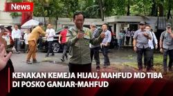 Kenakan Kemeja Warna Hijau, Mahfud MD Tiba di Posko Ganjar-Mahfud