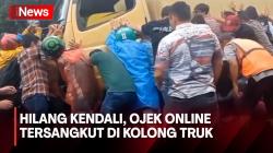 Motor Diduga Hilang Kendali, Pengemudi Ojek Online Tersangkut di Kolong Truk