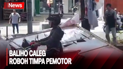  Baliho Caleg  di Cakung Roboh Timpa Pemotor, Dua Orang Dilarikan ke RS