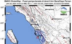 Gempa Terkini M 4,1 Guncang Painan Sumbar, BMKG: Pusat di Darat