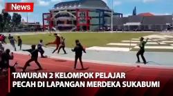 Tawuran 2 Kelompok Pelajar Pecah di Lapangan Merdeka Sukabumi saat  Ramai Warga Beraktivitas