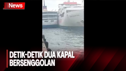 Terekam Kamera, Momen Dua Kapal Bersenggolan di Pelabuhan Nusantara Parepare