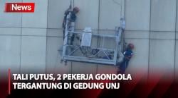 2 Pekerja Tergantung di Gedung UNJ usai Tali Gondola Putus, Evakuasi Berjalan Dramatis