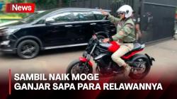 Naik Moge Warna Hitam-Merah, Ganjar Pranowo Sapa Para Relawannya di SUGBK