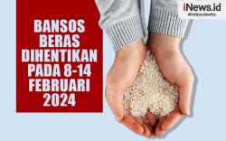 Infografis Bansos Beras Dihentikan pada 8-14 Februari 2024 