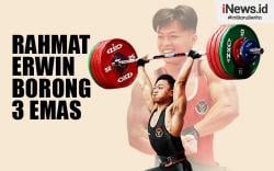 Infografis Lifter Rahmat Erwin Borong 3 Emas di Kejuaraan Angkat Besi Asia 2024 