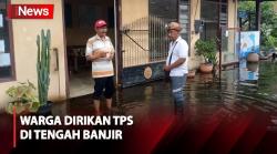 Dirikan TPS di Tengah Banjir, Warga Perumahan di Sidoarjo Antusias Ikuti Pemilu