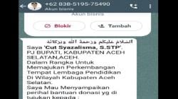 Nama dan Foto Pj Bupati Aceh Selatan Dicatut, Modus Minta Dikirimkan Data Buku Rekening<