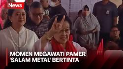 Usai Nyoblos di Kebagusan, Ketum PDIP Megawati Pamer Pose 'Salam Metal'