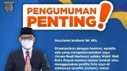 Waspada, Beredar Penipuan Berkedok Bantuan Masjid Atas Nama Wakil Wali Kota Depok