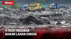Detik-Detik 4 Truk dan Penambang Pasir Terjebak Banjir Lahar Dingin Gunung Semeru