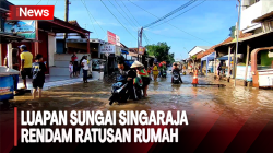  Luapan Sungai Singaraja Rendam Ratusan Rumah di Cirebon, Jawa Barat