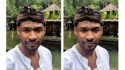 Usher Liburan di Bali, Tampil Beda dengan Udeng