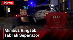Diduga Hilang Kendali, Minibus Tabrak Separator Bus Transjakarta di Jakpus