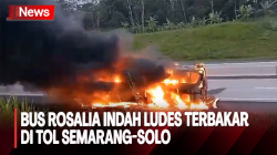 Nyaris Tinggal Rangka, Bus Rosalia Indah Ludes Terbakar di Tol Semarang-Solo