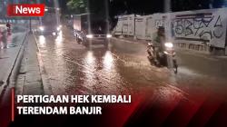 Pertigaan Hek Kramat Jati Kembali Terendam Banjir akibat Kali Baru Meluap