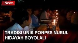 Unik, Ratusan Santri di Boyolali Mengaji di Bawah Sinar Lampu Teplok 