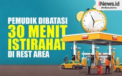 Infografis Pemudik Dibatasi 30 Menit Istirahat di Rest Area