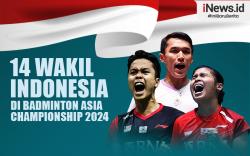 Infografis Daftar 14 Wakil Indonesia di Badminton Asia Championship 2024