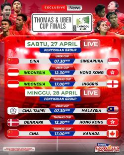 Besok Tim Thomas dan Uber Indonesia Bertanding, Jangan Lewatkan Aksi Terbaik Wakil Merah Putih Live Eksklusif di iNews