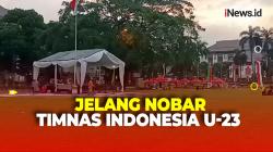 Melihat Persiapan Jelang Nobar Timnas Indonesia U-23 Vs Uzbekistan U-23 di Halaman Taman Balkot Depok