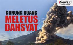 Infografis Gunung Ruang Meletus Dahsyat, Tinggi Abu Vulkanis 5.000 Meter