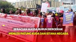 Bus Massa Buruh Luar Kota Mulai Bergerak Menuju Patung Kuda dan Istana Negara
