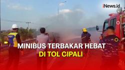 Diduga Korsleting Listrik, Minibus Ludes Terbakar di Tol Cipali