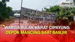 Kala Warga Bulak Barat Cipayung Depok Asyik Mancing Ikan di Tengah Banjir 