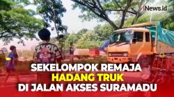 Aksi Berbahaya Sekelompok Remaja Hadang Truk dan Pikap di Jalan Akses Suramadu
