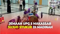 Alami Insiden Pesawat Rusak, Ratusan Jemaah UPG 5 Makassar Sujud Syukur Tiba di Madinah 