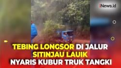 Tebing Longsor Nyaris Kubur Truk Tangki yang Melintas di Jalur Sitinjau Lauik
