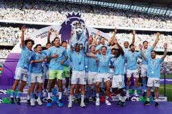 Selebrasi Pemain Manchester City Juara Liga Inggris 2023-2024