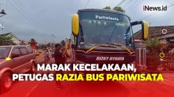 Petugas Gabungan Razia Ratusan Angkutan Pariwisata di Tulungagung, Puluhan Bus Ditilang