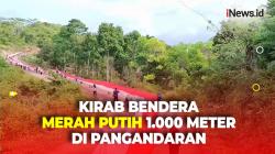 Bendera Merah Putih Sepanjang 1.000 Meter Meliuk Indah di Batukaras Pangandaran