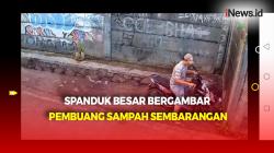 Warga Pancoran Mas Buat Spanduk Besar Bergambar Pelanggar Buang Sampah