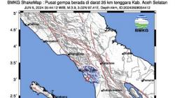 Gempa Terkini M3,9 Guncang Aceh Selatan, Berpusat di Darat