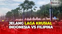 Ribuan Suporter Padati GBK Meski Diguyur Hujan Jelang Laga Krusial Indonesia vs Filipina