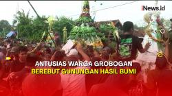 Ratusan Warga Grobogan Berdesakan dan Saling Dorong Berebut Gunungan Hasil Bumi 
