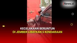 Kecelakaan Beruntun Libatkan 5 Kendaran di Jalan Hayam Wuruk Jember 