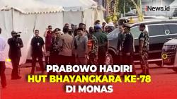 Momen Prabowo Hadiri HUT Bhayangkara ke-78 di Monas usai Jalani Operasi Kaki