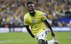 Vinicius Junior Dicoret dari Skuad Brasil Vs Uruguay di Perempat Final Copa America 2024