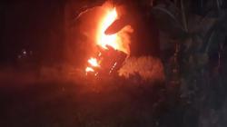 Massa Bakar Mobil Pencuri Kerbau usai Tabrak Rumah Warga di Pandeglang, Pelaku Kabur<