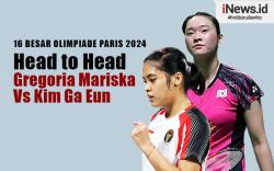 Infografis Head to Head Gregoria Mariska Vs Kim Ga Eun