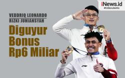 Infografis Veddriq Leonardo dan Rizki Juniansyah Diguyur Bonus Rp6 Miliar
