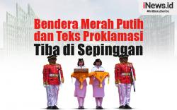 Infografis Bendera Merah Putih dan Teks Proklamasi Tiba di Sepinggan, Dibawa Menuju IKN