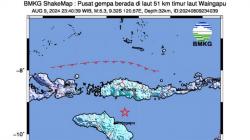 Gempa M5,3 Guncang Waingapu NTT, BMKG: Dipicu Deformasi Batuan Lempeng Indo-Australia